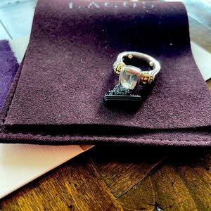 Lagos bezel - set white topaz ring.